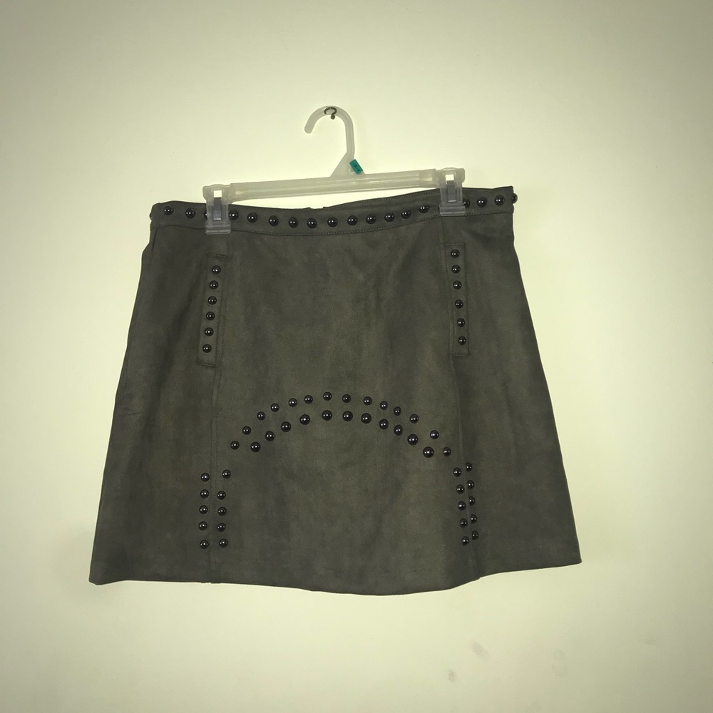 Olive suede skirt